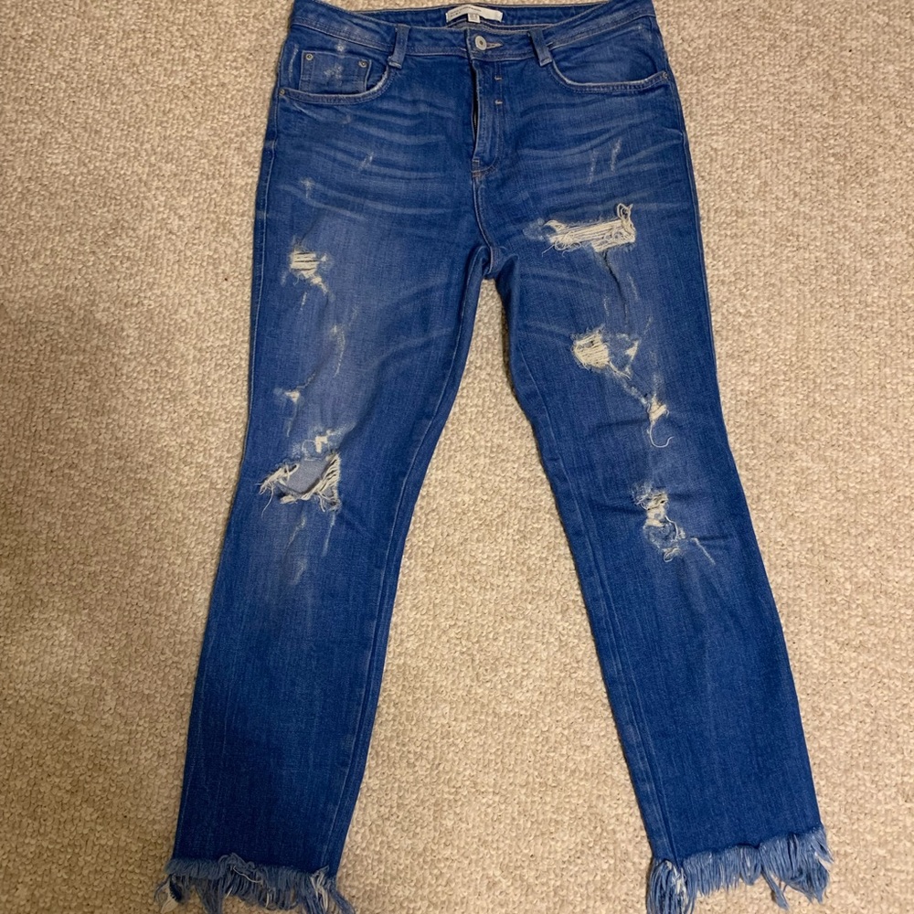 Zara Distressed + Frayed Jeans